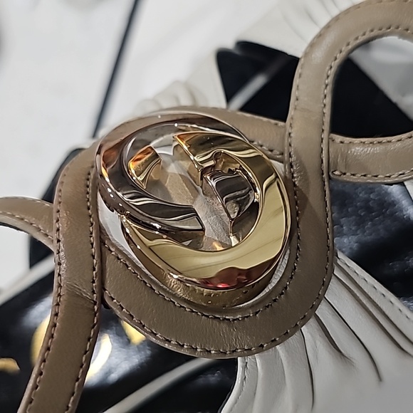 GUCCI NAPPA CHARLOTT DUSTY WHITE/ MUDD 37 1/2 PLATFORM SHOES. LIKE NEW - Picture 11 of 11